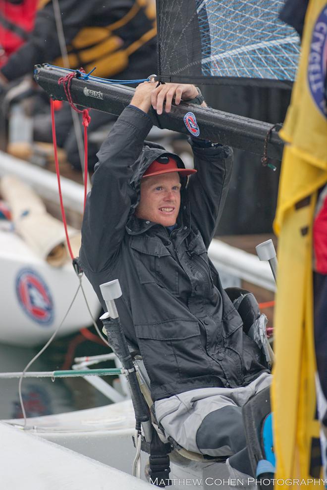 SKUD 18 skipper Ryan Porteous Clagett 2014 © Matthew Cohen / Clagett Regatta http://www.clagettregatta.org